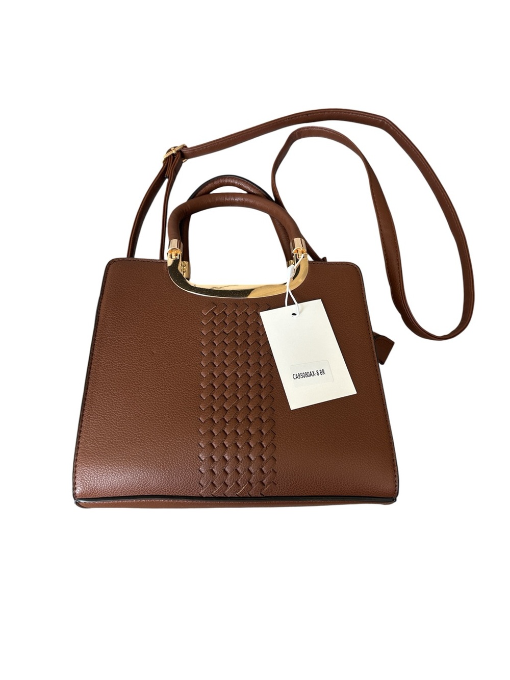 NWT Le‎ Bag Chic Brown Crossbody Bag with Woven Detail